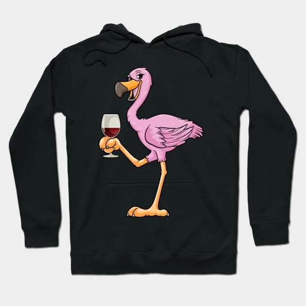 Beautiful flamingo is drinking a glass of wine Hoodie by Markus Schnabel